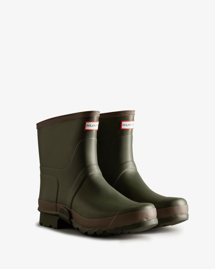 Hunter Men's Gardener Short Rain Boots Dark Olive-Clay