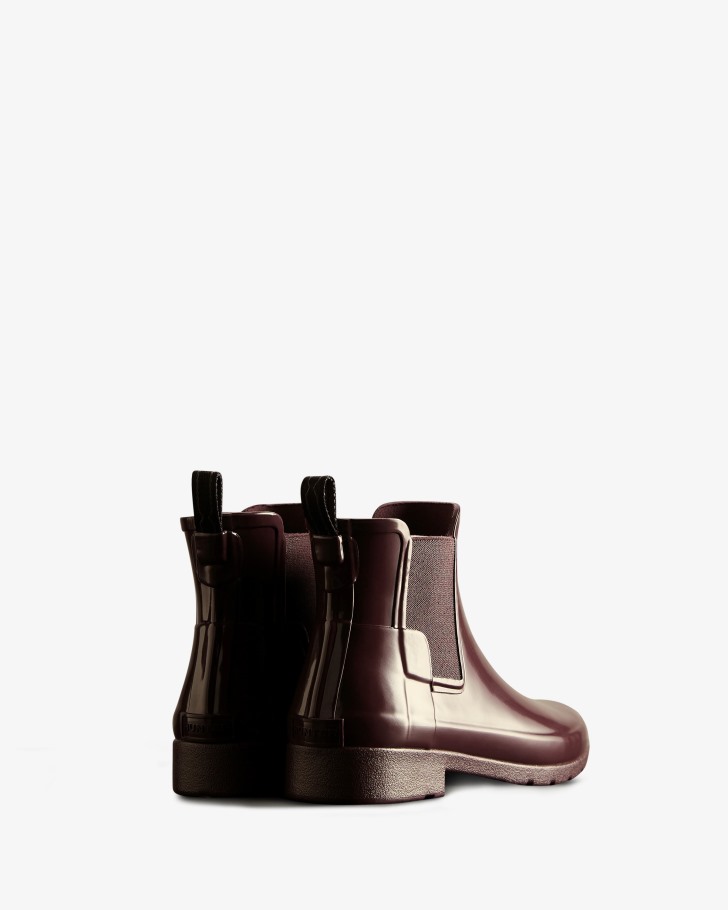 Hunter Women's Refined Gloss Slim Fit Chelsea Boots Cherry Brandy