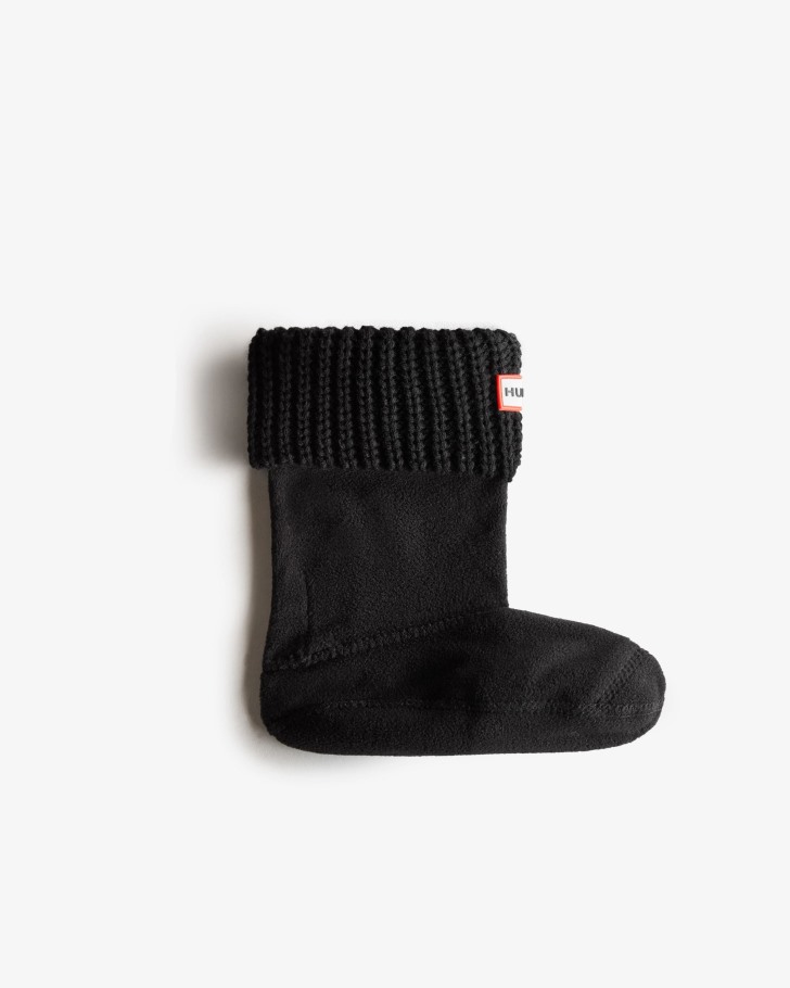 Hunter Kids Half Cardigan Knitted Cuff Boot Socks Black