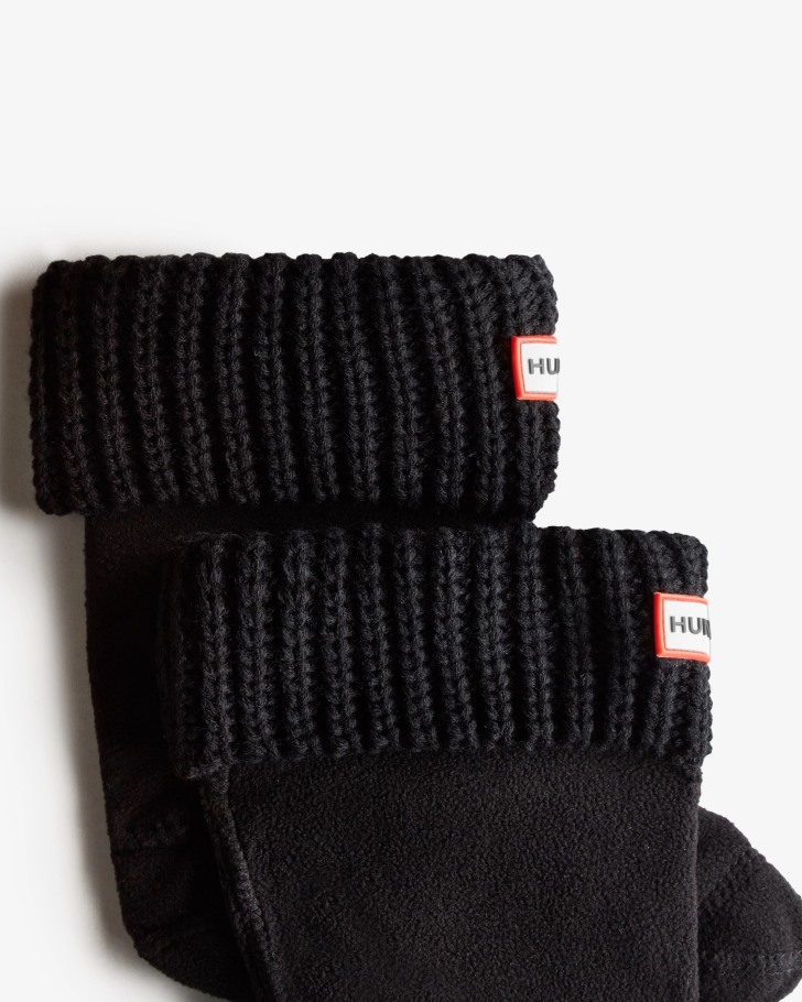 Hunter Kids Half Cardigan Knitted Cuff Boot Socks Black