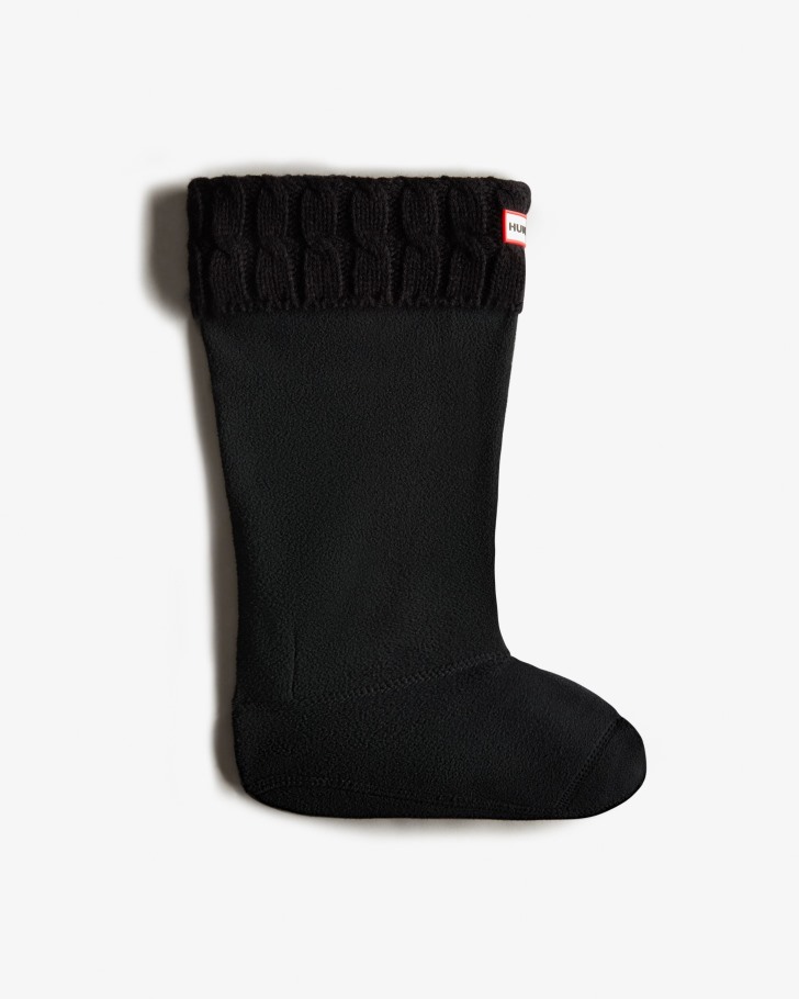 Hunter 6 Stitch Cable Knitted Cuff Tall Boot Socks Black