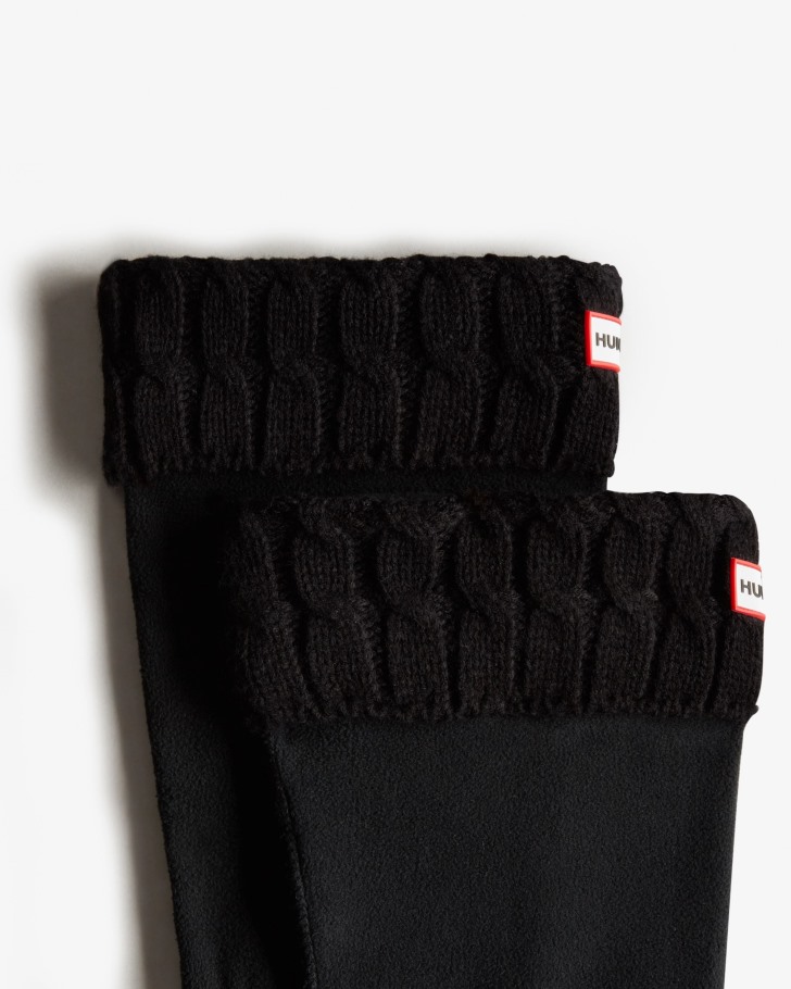 Hunter 6 Stitch Cable Knitted Cuff Tall Boot Socks Black