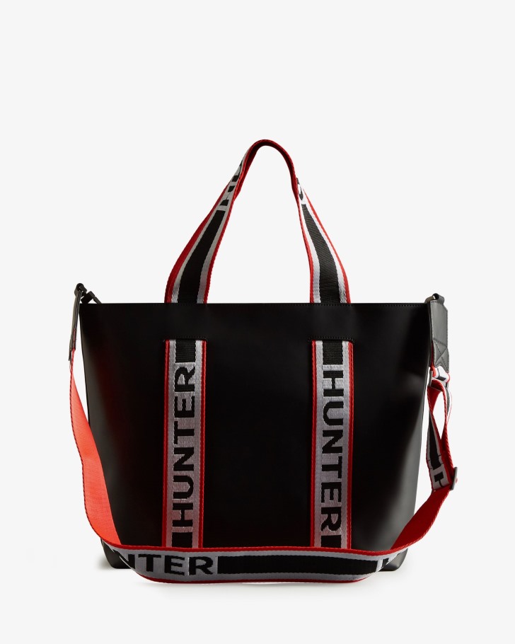 Hunter Rubberized Leather East-West Tote Bag Black