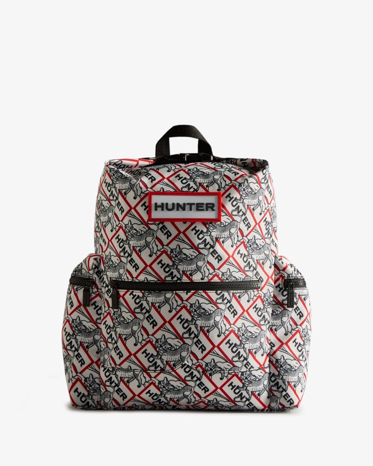 Hunter Nylon Top Clip Lunar New Year Tiger Print Backpack Black-White