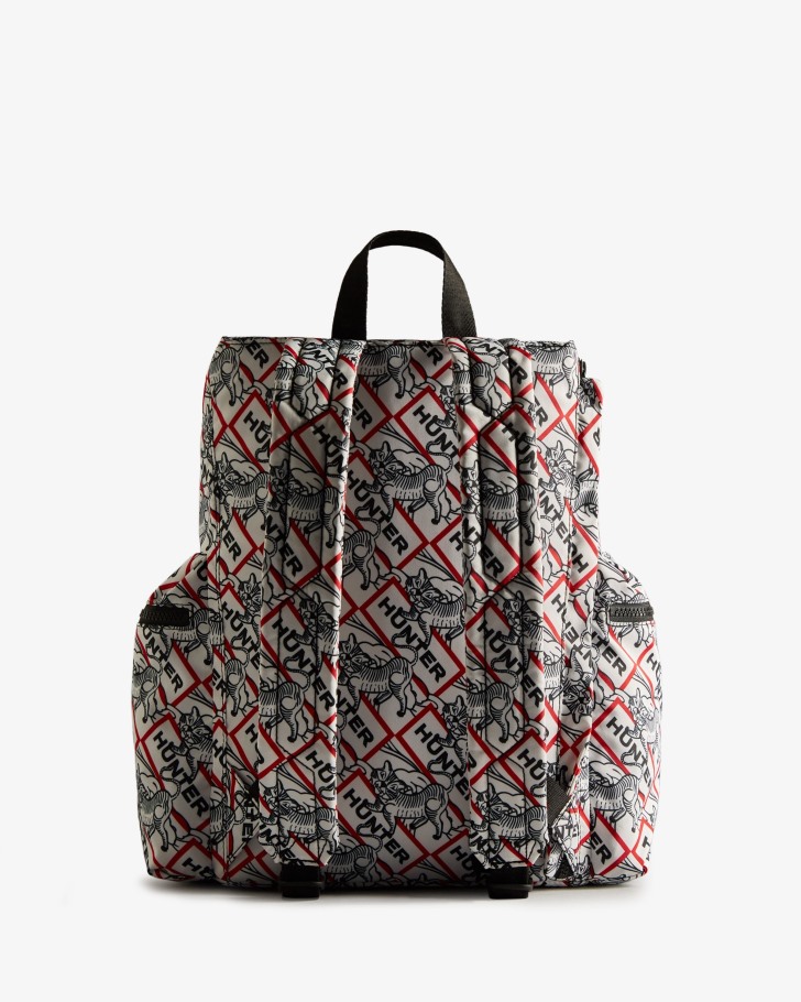Hunter Nylon Top Clip Lunar New Year Tiger Print Backpack Black-White