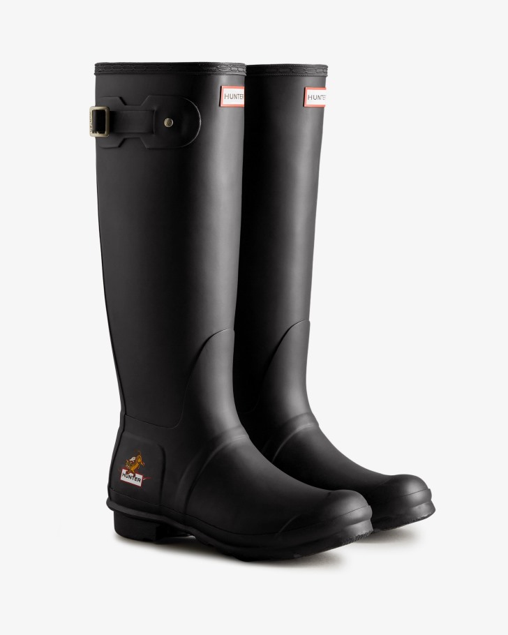 Hunter Women's Lunar New Year Small Tiger Logo Tall Rain Boots Black