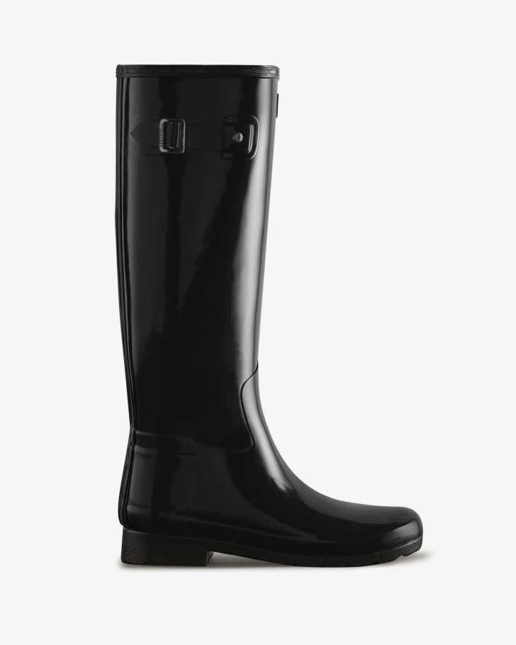 Hunter Women's Refined Slim Fit Tall Gloss Rain Boots Black