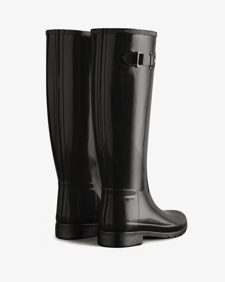 Hunter Women's Refined Slim Fit Tall Gloss Rain Boots Black