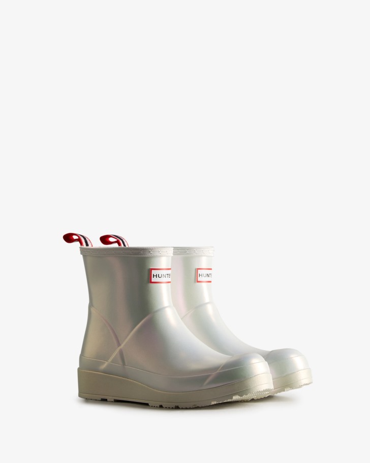 Hunter Women's Play Short Nebula Rain Boots Silver