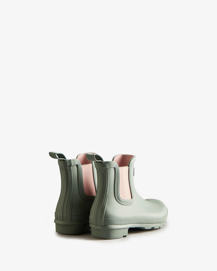 Hunter Women's Original Chelsea Boots Sweet Gale Green-Azalea Pink