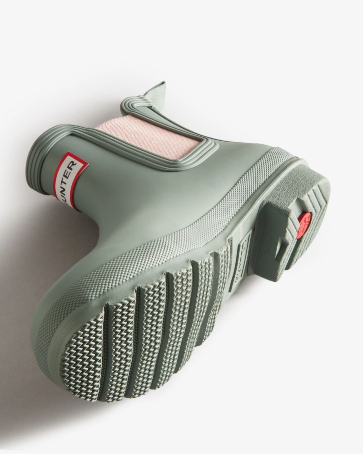 Hunter Women's Original Chelsea Boots Sweet Gale Green-Azalea Pink