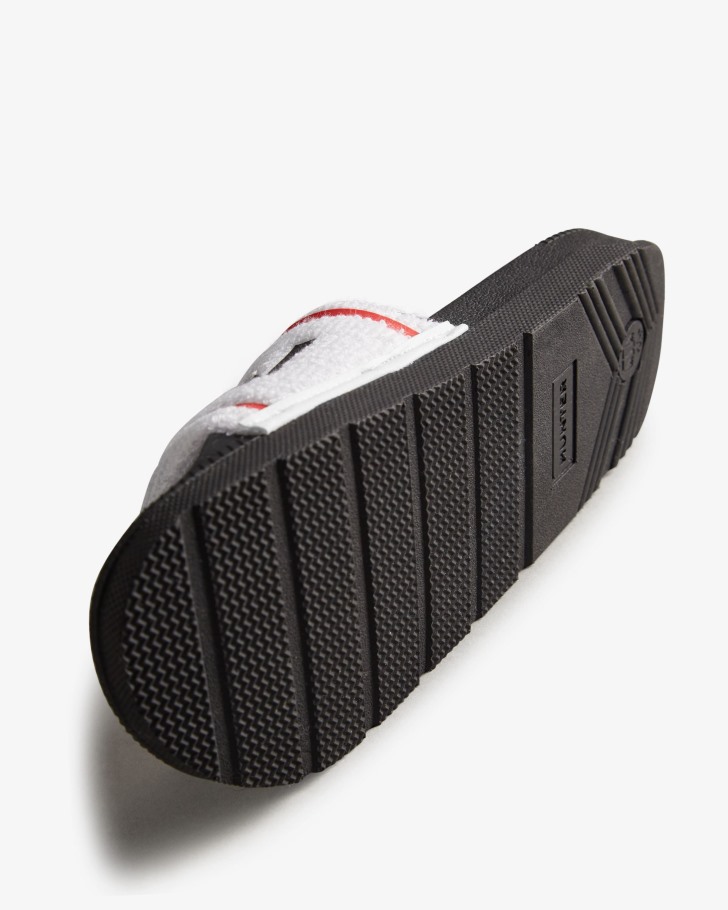 Hunter Women's Terry Towelling Logo Adjustable Slides White-Black