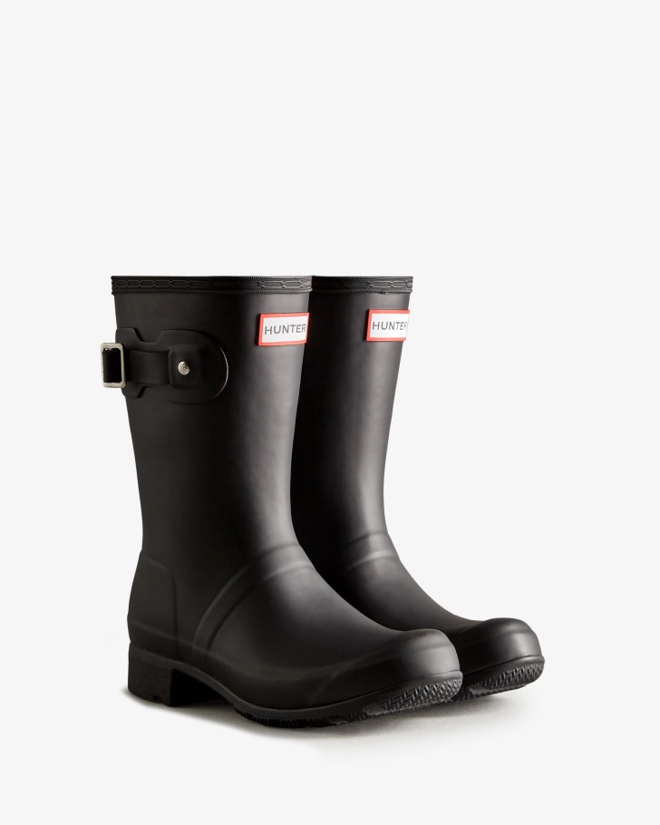 Women's Hunter Tour Foldable Short Rain Boots Black