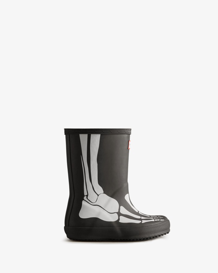 Hunter Kids First (18 Months-8 Years) Skeleton Rain Boots Black
