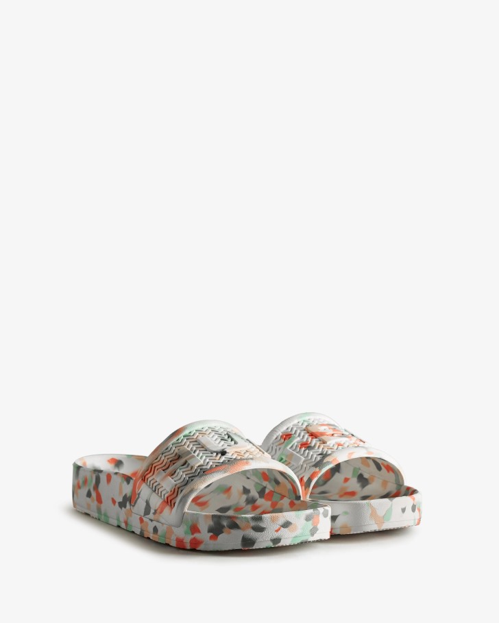 Hunter Men's BLOOM Marble Slides White
