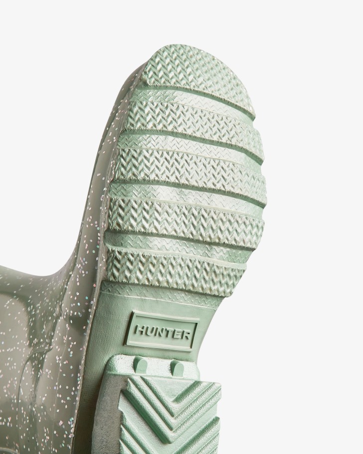 Hunter Big Kids (5-11 Years) Giant Glitter Rain Boots Sweet Gale Green