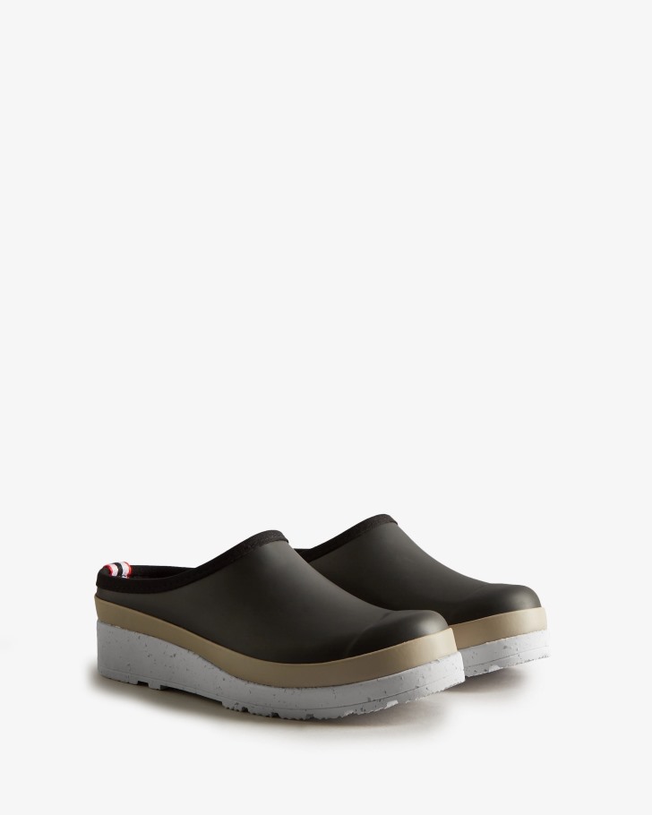 Hunter Women's Play Speckle Sole Clogs Black-Steall Grey