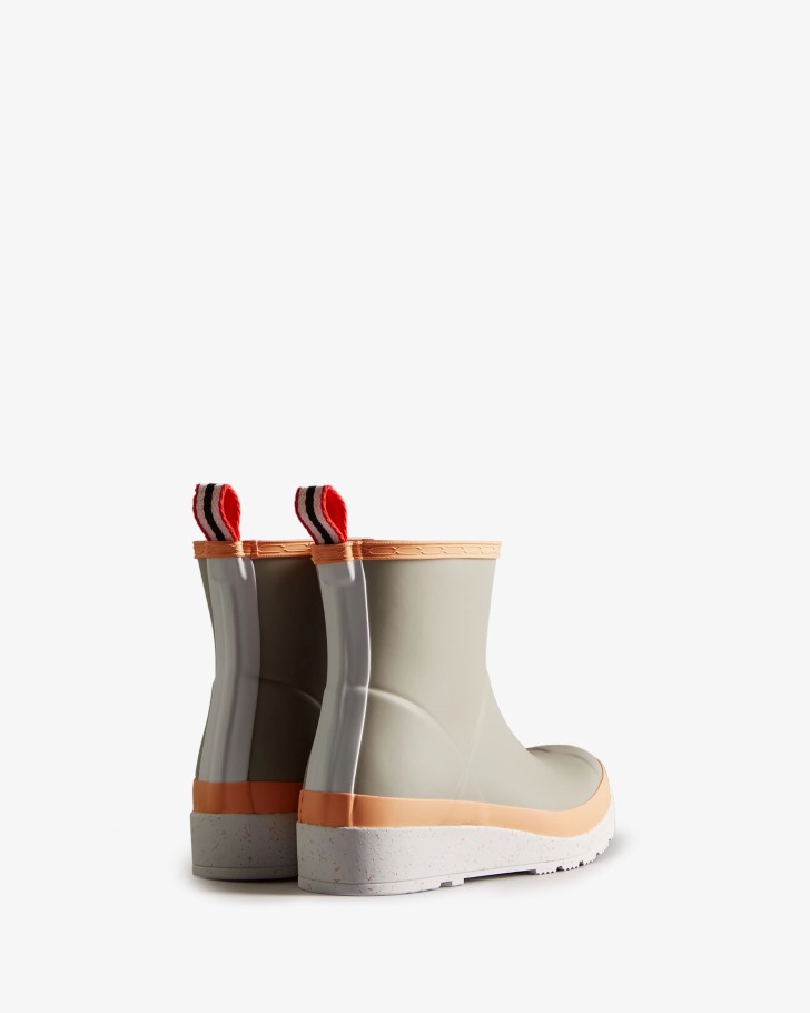Hunter Women's Play Short Speckle Rain Boots Steall Grey-Summit Rise Peach-Spurrey White