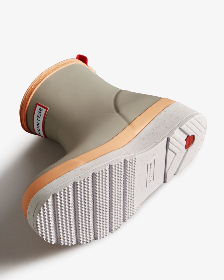 Hunter Women's Play Short Speckle Rain Boots Steall Grey-Summit Rise Peach-Spurrey White