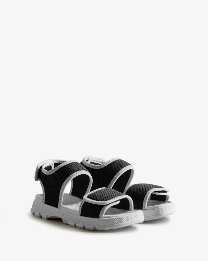 Hunter Big Kids (5-9 Years) Mesh Outdoor Walking Sandals Black-White