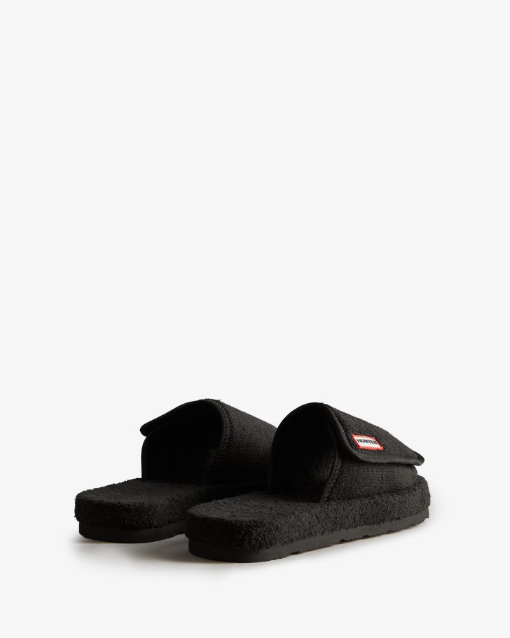 Hunter Women's Terry Towelling Beach Platform Adjustable Slide Black