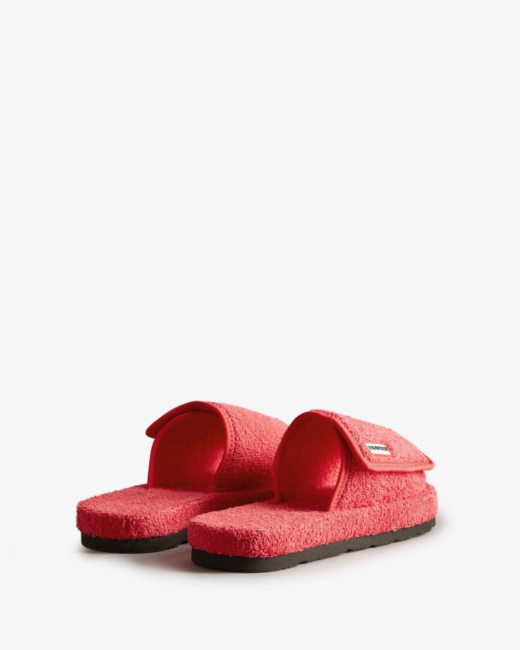 Hunter Women's Terry Towelling Beach Platform Adjustable Slide Rowan Pink