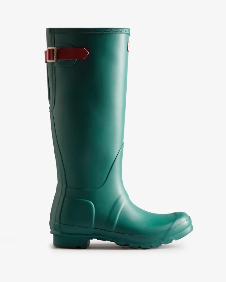 Hunter Women's Tall Back Adjustable Rain Boots Loch Awe Blue-Glenmore Rose