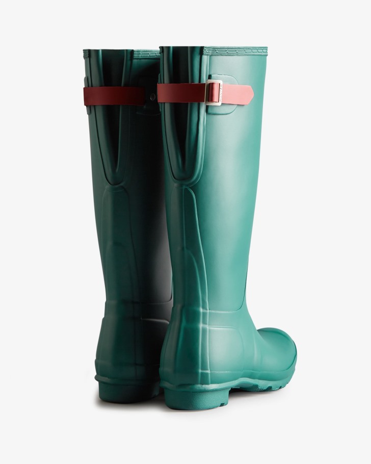 Hunter Women's Tall Back Adjustable Rain Boots Loch Awe Blue-Glenmore Rose