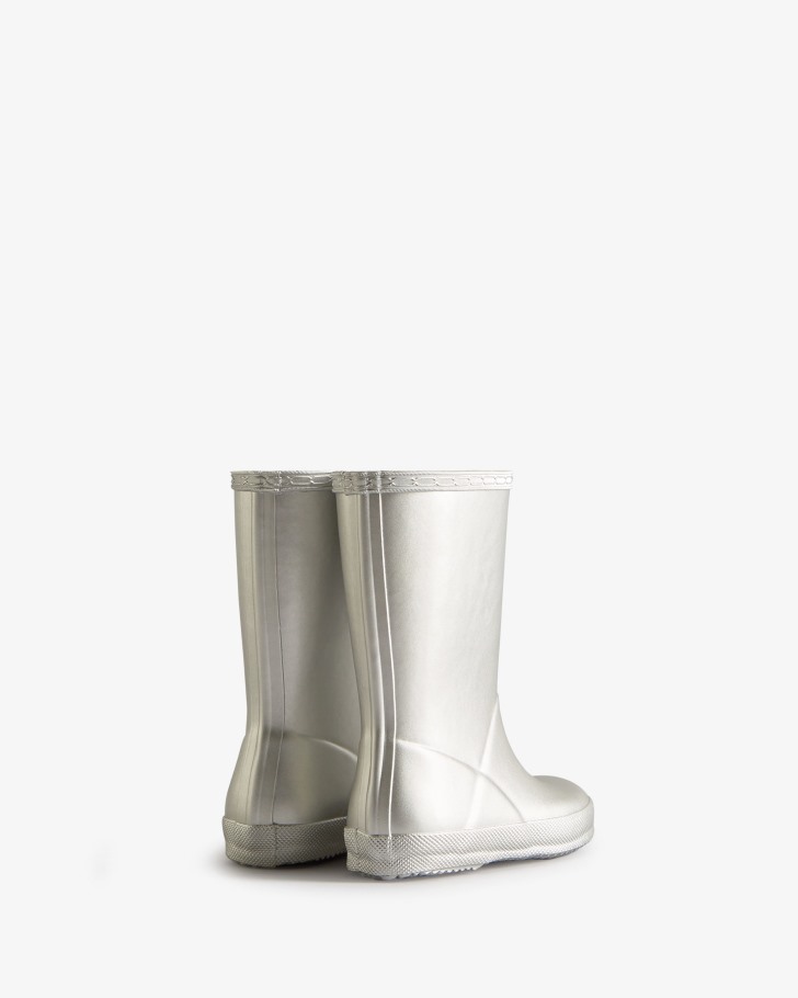 Hunter Kids First (18 Months-8 Years) Metallic Rain Boots Silver