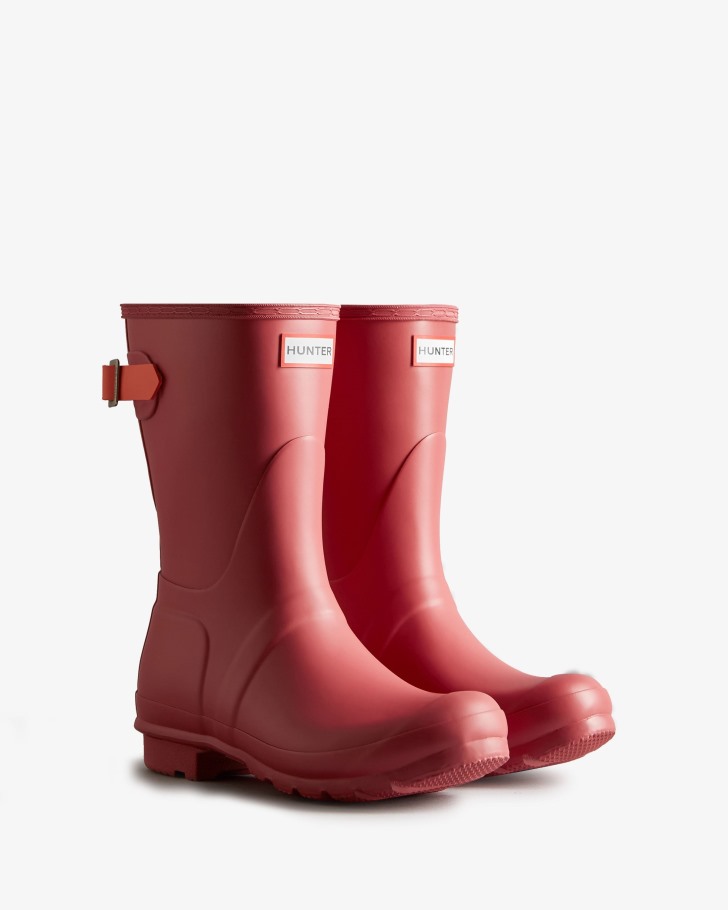 Hunter Women's Short Back Adjustable Rain Boots Glenmore Rose-Sun-Cup Orange