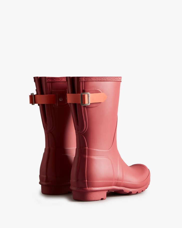 Hunter Women's Short Back Adjustable Rain Boots Glenmore Rose-Sun-Cup Orange