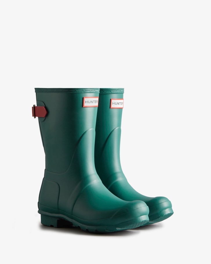 Hunter Women's Short Back Adjustable Rain Boots Loch Awe Blue-Glenmore Rose