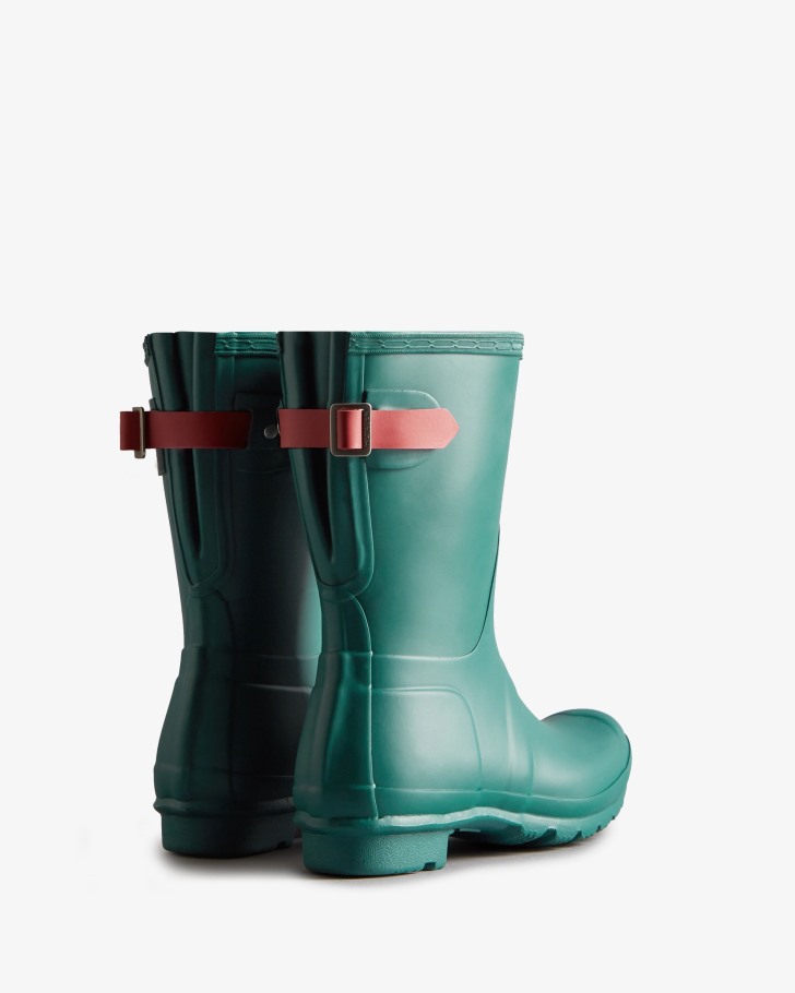 Hunter Women's Short Back Adjustable Rain Boots Loch Awe Blue-Glenmore Rose