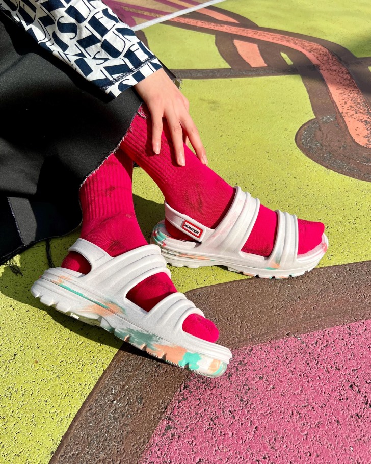 Hunter Women's BLOOM Marble Sandal White