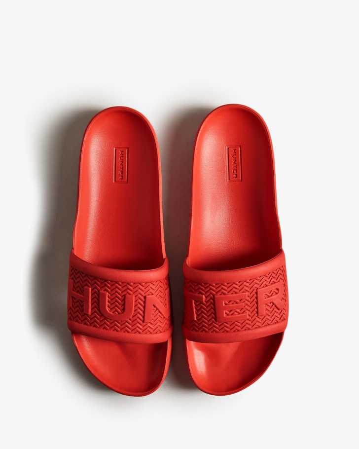 Hunter Men's BLOOM Slides Logo Red