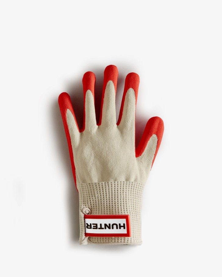 Hunter Rubberized Gardening Gloves Logo Red