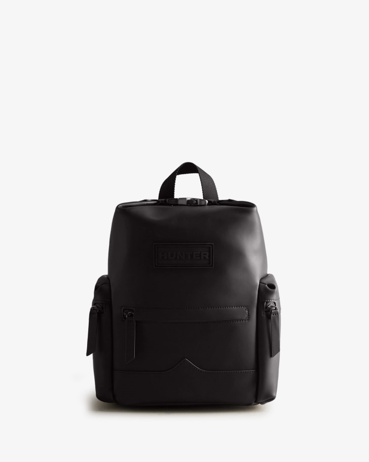 Hunter Mini Top Clip Backpack - Rubberized Leather Black