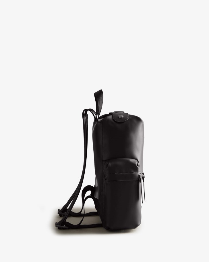 Hunter Mini Top Clip Backpack - Rubberized Leather Black