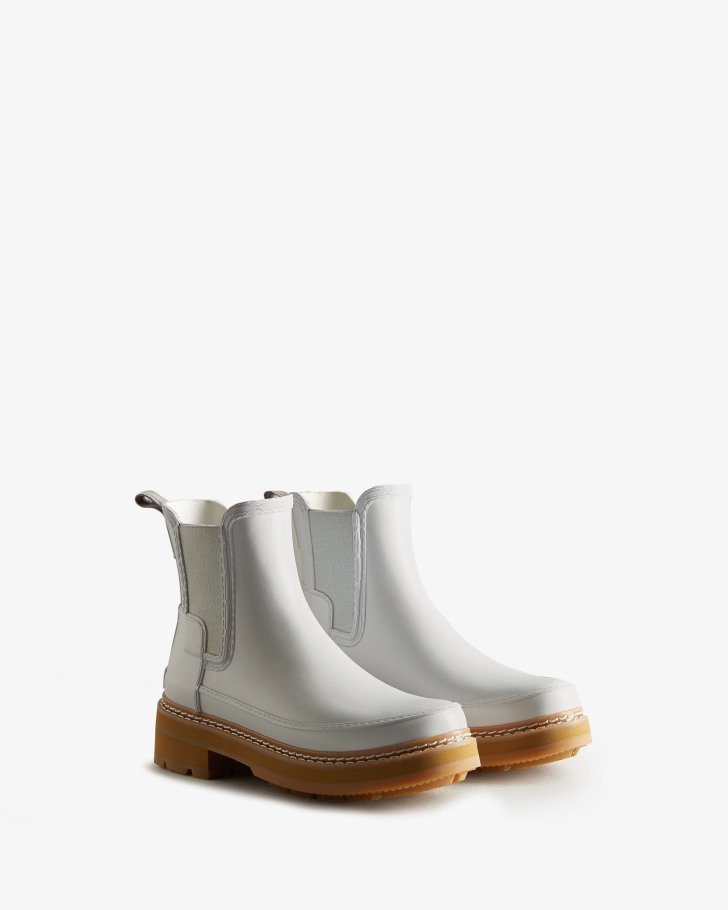 Hunter Women's Refined Stitch Detail Chelsea Boots Spurrey White