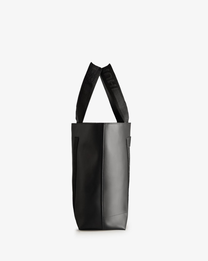Hunter Rubberized Leather East-West Tote Bag Black-Black