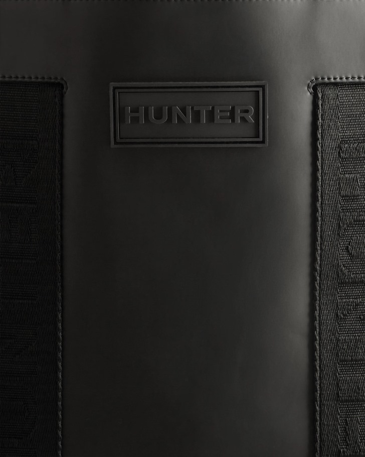 Hunter Rubberized Leather East-West Tote Bag Black-Black