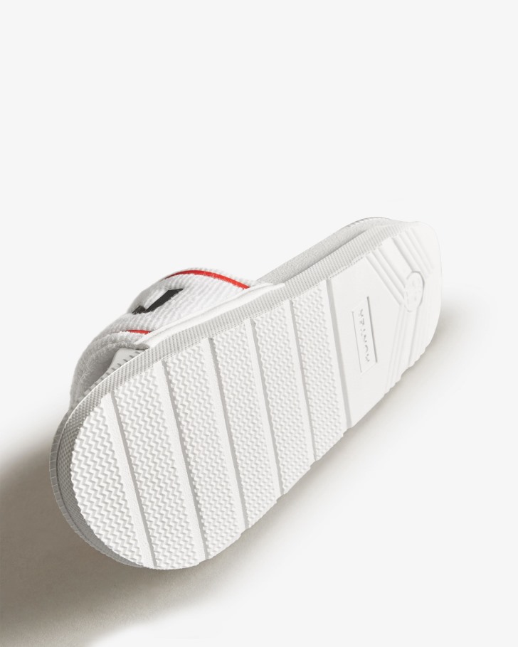 Hunter Women's Terry Towelling Logo Adjustable Slides White