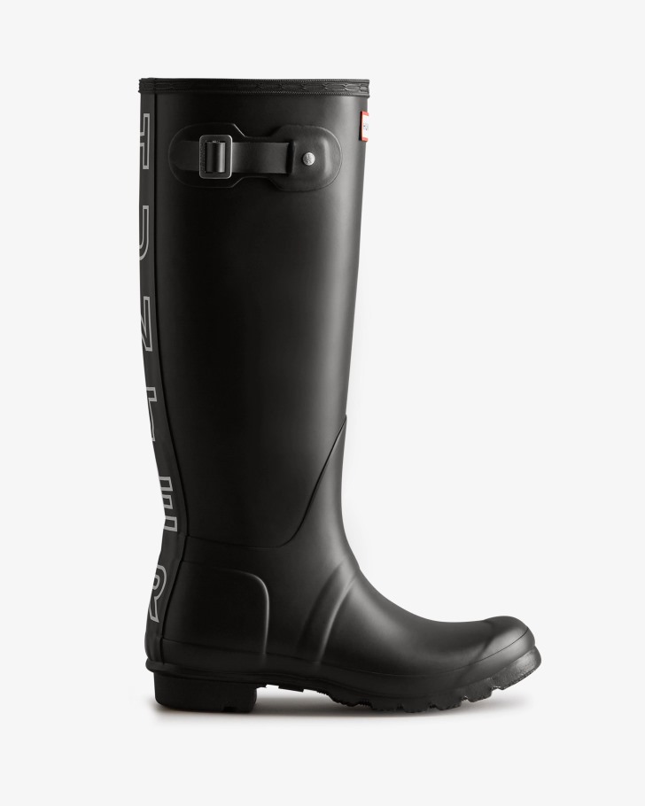 Hunter Women's Backstrap Tall Rain Boots Black-White