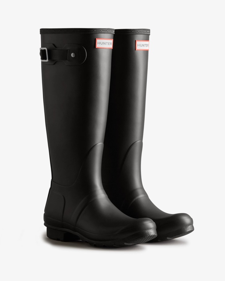 Hunter Women's Backstrap Tall Rain Boots Black-White