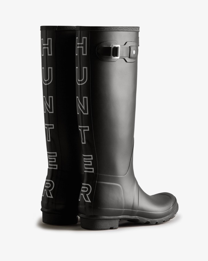 Hunter Women's Backstrap Tall Rain Boots Black-White
