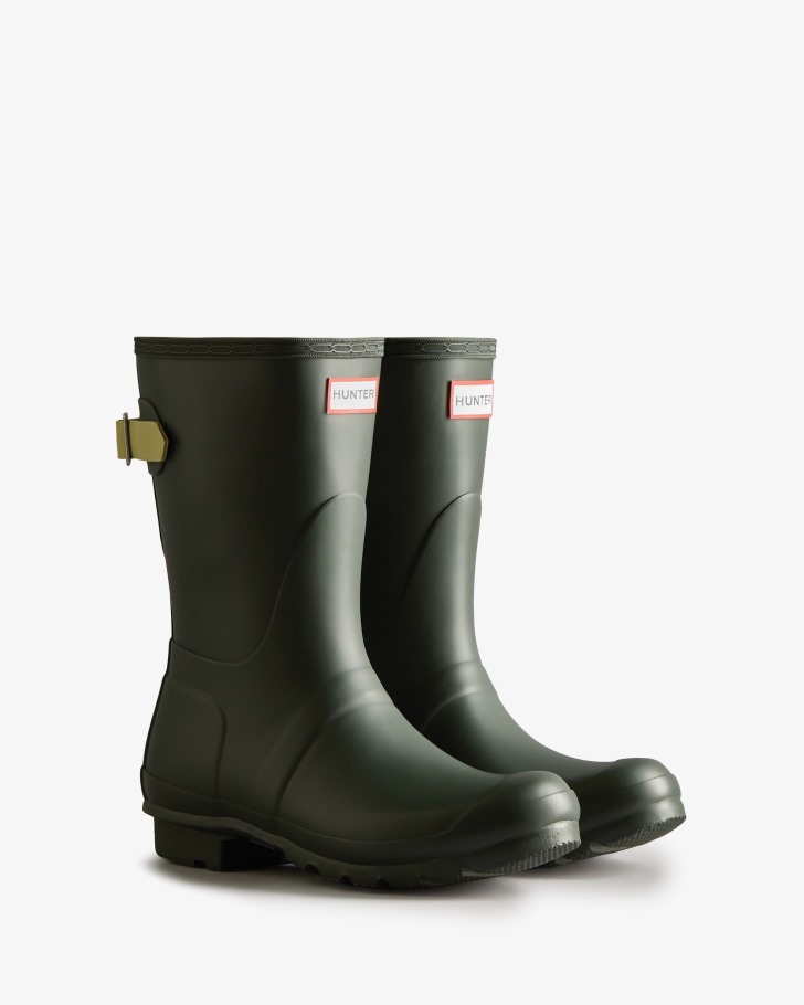Hunter Women's Short Back Adjustable Rain Boots Maa Green-Wild Green