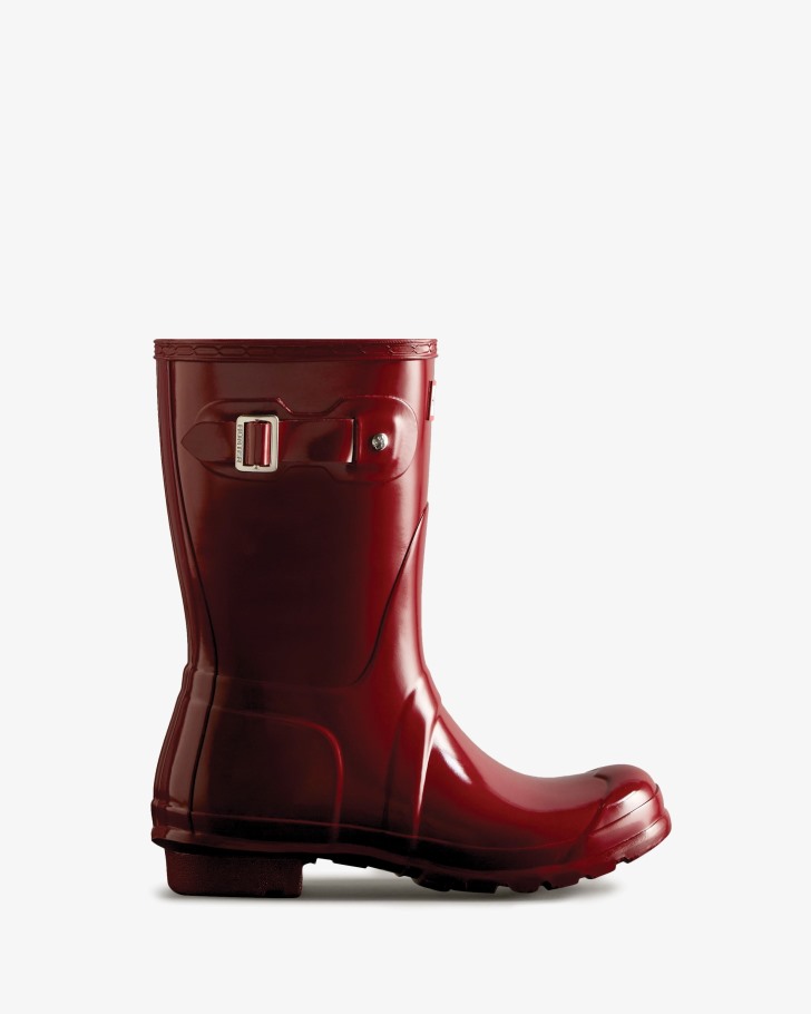 Hunter Women's Original Short Gloss Rain Boots Fall Red