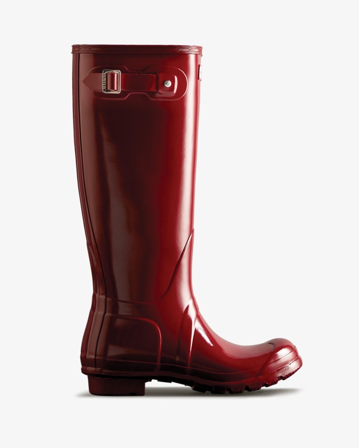 Hunter Women's Original Tall Gloss Rain Boots Fall Red