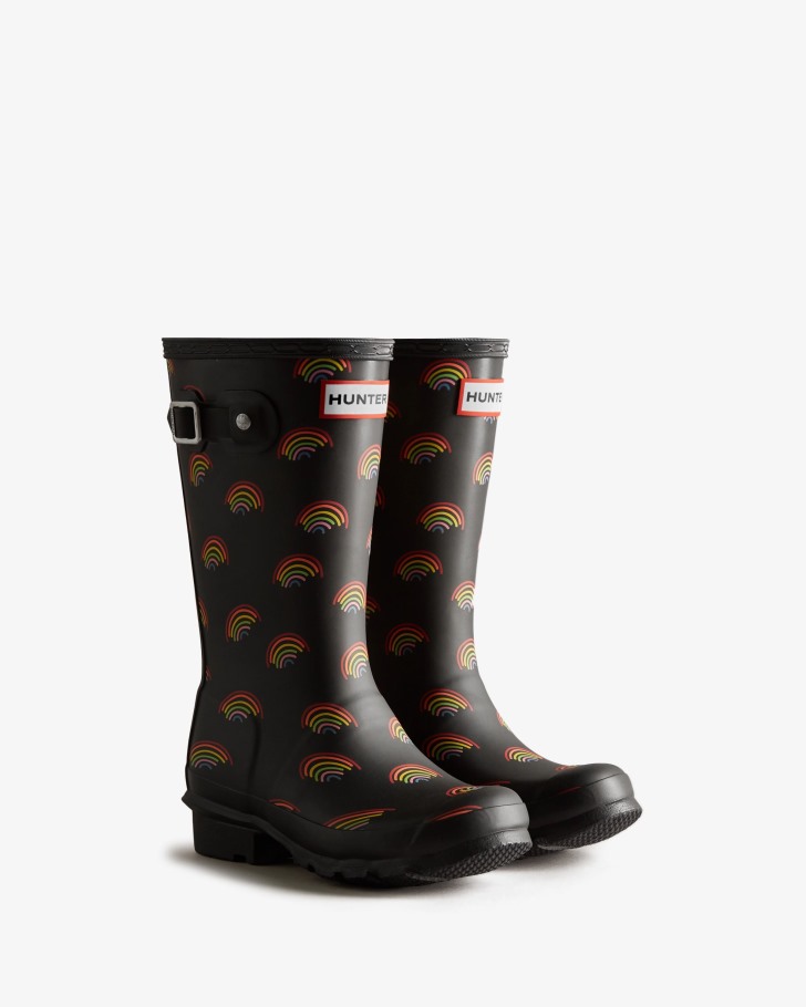 Hunter Big Kids (5-11 Years) Mini Rainbow Print Wellington Boots Mini Rainbow Print