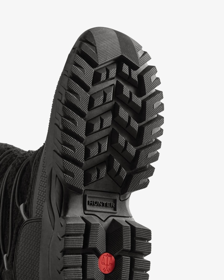 Hunter Women's Wanderer Vegan Shearling Insulated Tall Snow Boots Black